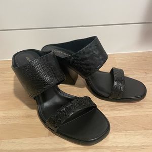 VINCE CAMUTO Black Kafinny Whipstitch Slid Sandal